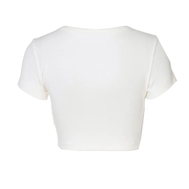 

Sexy Summer Top Letter Print Short Sleeve Thin T-shirt High Waist Short Waist Top Girl Female Round Neck Streetwear Casual Cute