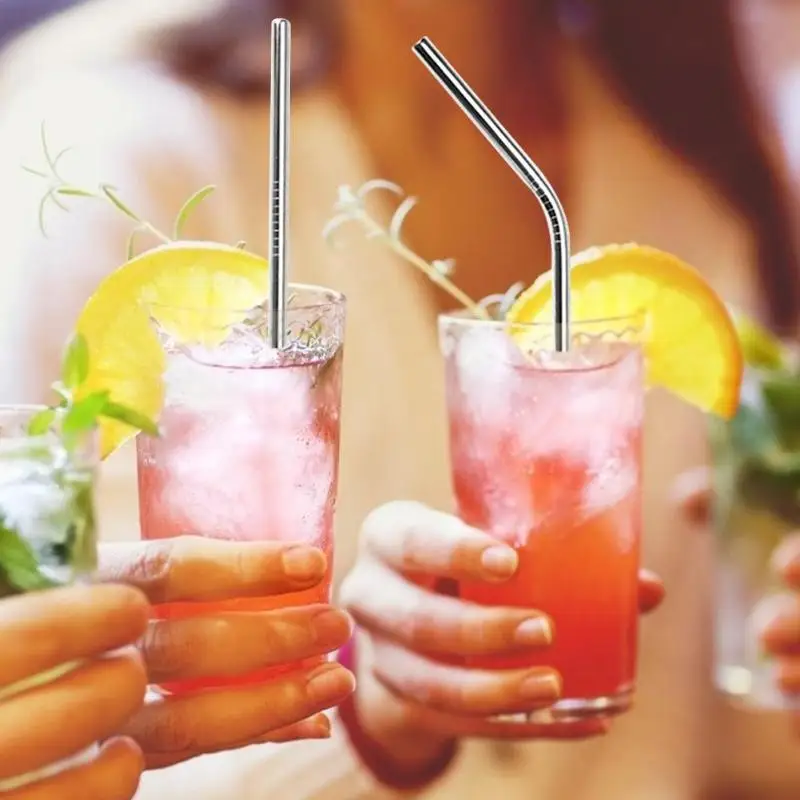 5 шт многоразовый набор питьевой соломы с чистящей щеткой фланелевый мешок