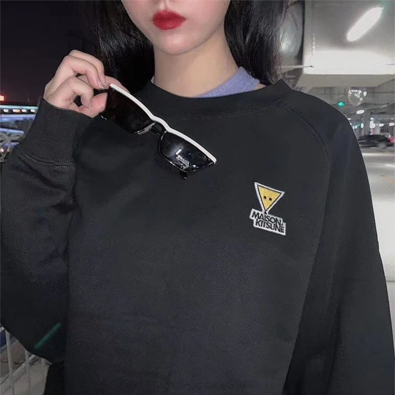 

Maison Kitsune Men Women Cotton Sweatshirts Casual Loose Top Quality Pullover Triangle Logo Embroidery MAISON KITSUNE Hoodie