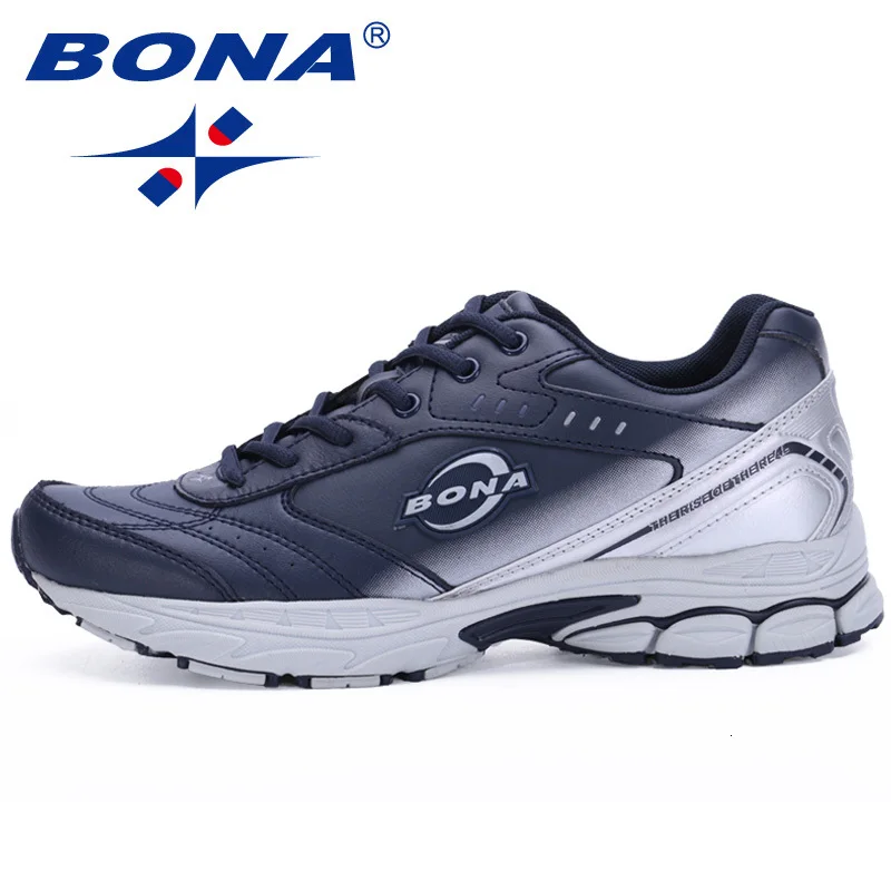 Deep Blue White BONA/Новинка; мужские кроссовки; спортивная уличная прогулочная обувь; мужские кроссовки; удобные женские спортивные кроссовки для бега; обувь для бега и трекинга - Цвет: Deep Blue White