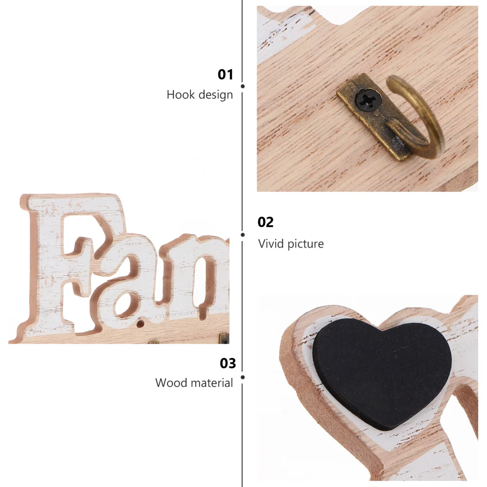 

1Pc Wooden Key Shelf Decorative Wall Storage Hook Household Adornment Hanger