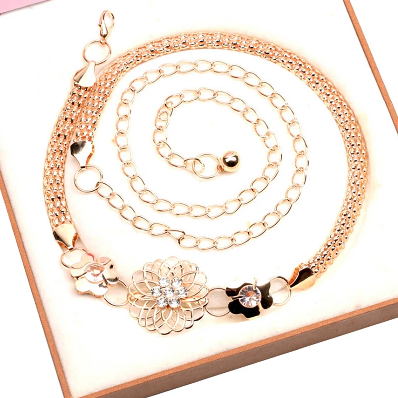 

Fashion Elegant Metal Waist Chain Belt Gold Buckle Body Chain Dress Belt