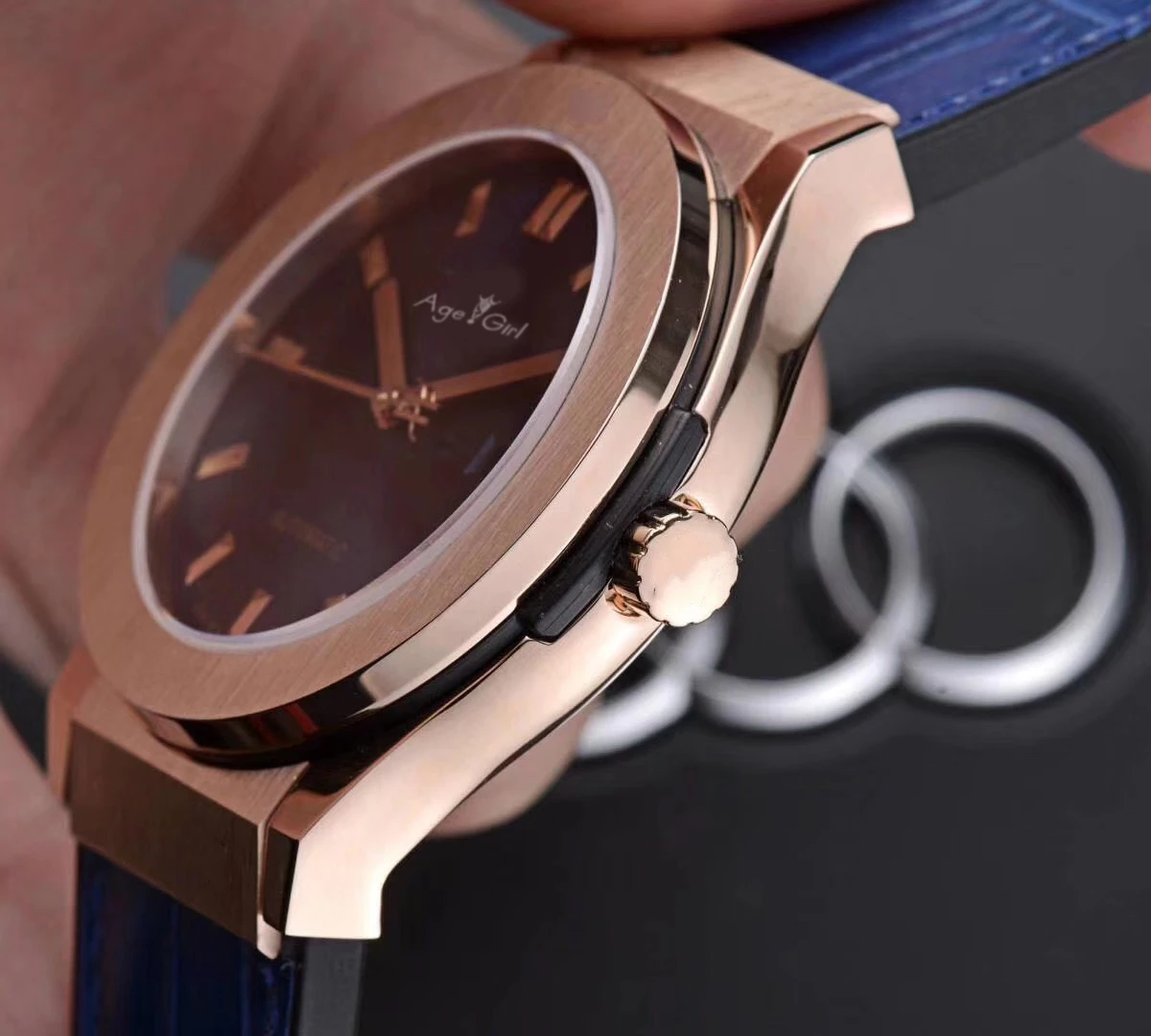 

Classica New Men Automatic Mechanical Watches Rose Gold Blue Black Leather Stainless Steel Crystal Sapphire Sport Watch AAA+