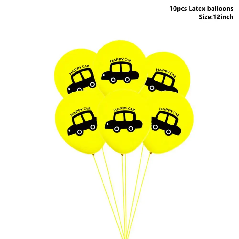 Car Balloons 3 Taoup С Днем Рождения Декор стола принадлежности Детские грузовик автомобиль одноразовые посуда синяя скатерть чашки тарелки баннеры соломинки - Цвет: Car Balloons 3