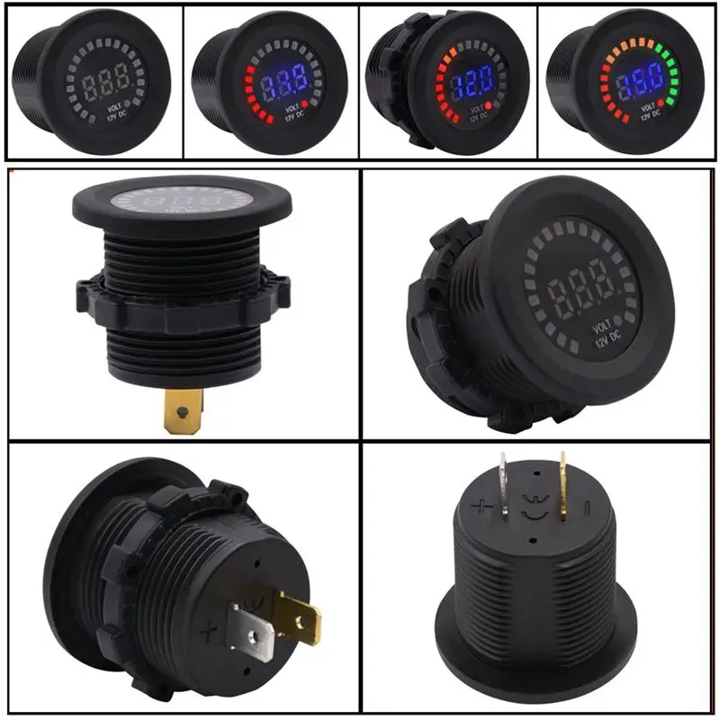 Водонепроницаемый цифровой вольтметр DC12V RD с тремя проводами для транспортных