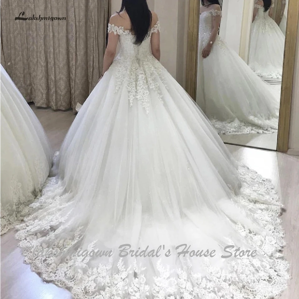 

Lakshmigown Vintage Lace Tulle Wedding Gown Lace Up Back Off The Shoulder Dubai Saudi Arabia Bridal Dresses 2020 Gelinlik