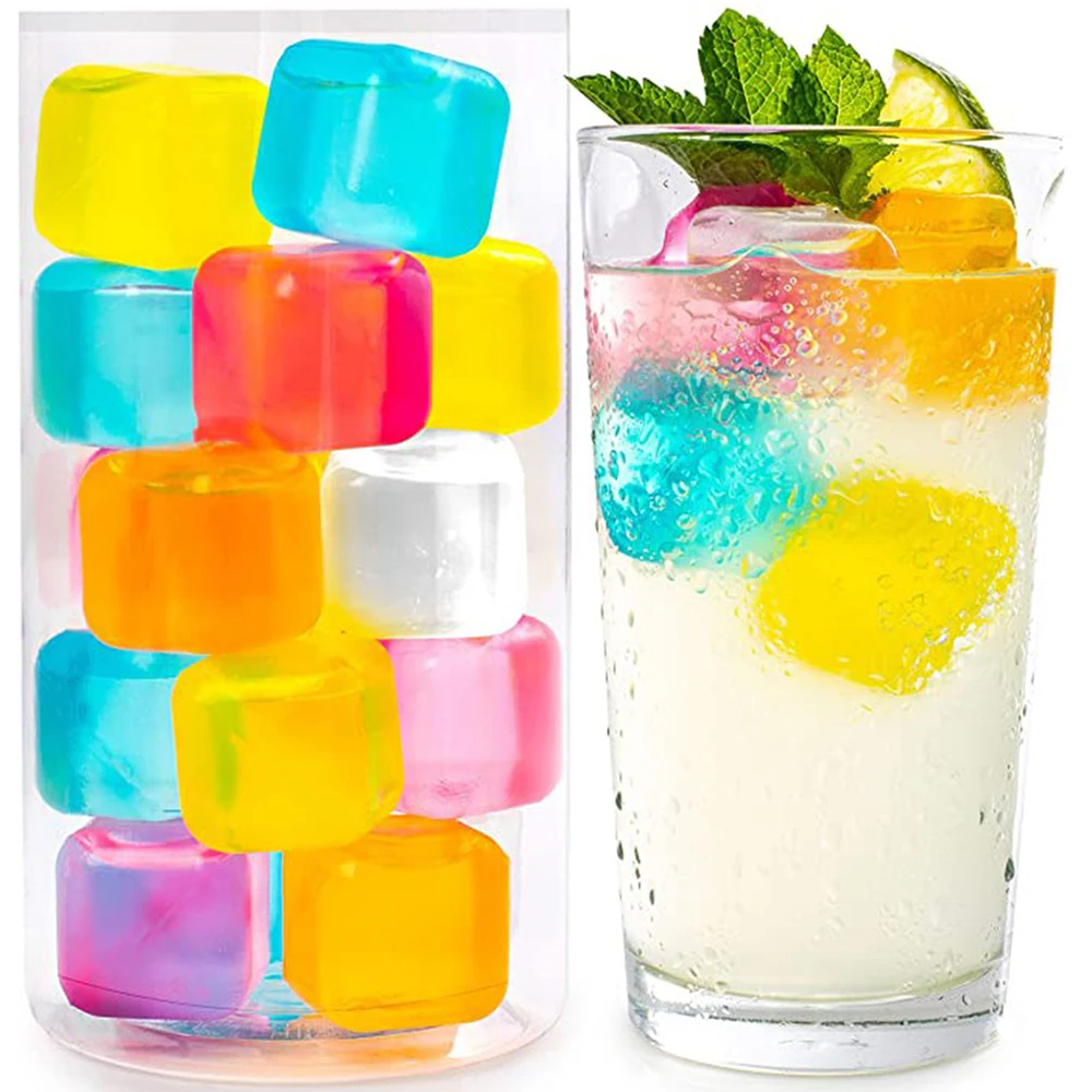 Cubos de hielo reutilizables para bebidas, 10 Uds., de plástico colorido, Color aleatorio