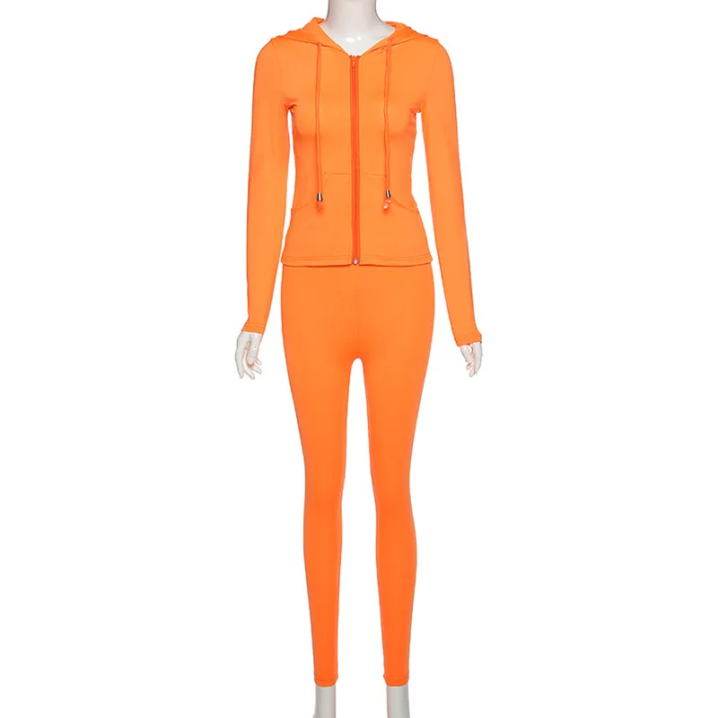 

2021 Spring New Women's Hooded Cardigan Slim Fit Sports Casual Suit
