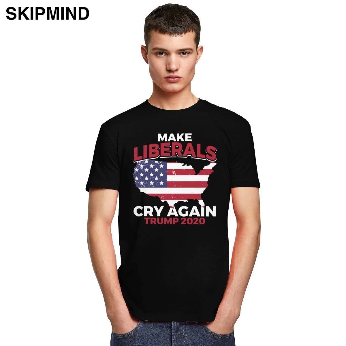 2020 футболка с рисунком Make Liberals Cry Again Дональд Трамп Мужская из 100% хлопка короткими