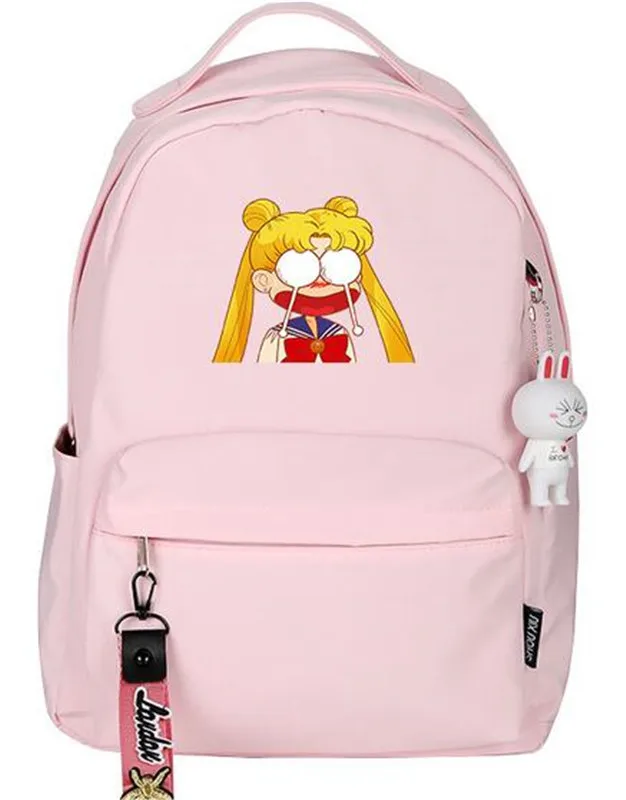 Рюкзак с рисунком Sailor Moon Luna Cat розовый синий USB школьная сумка портфель для