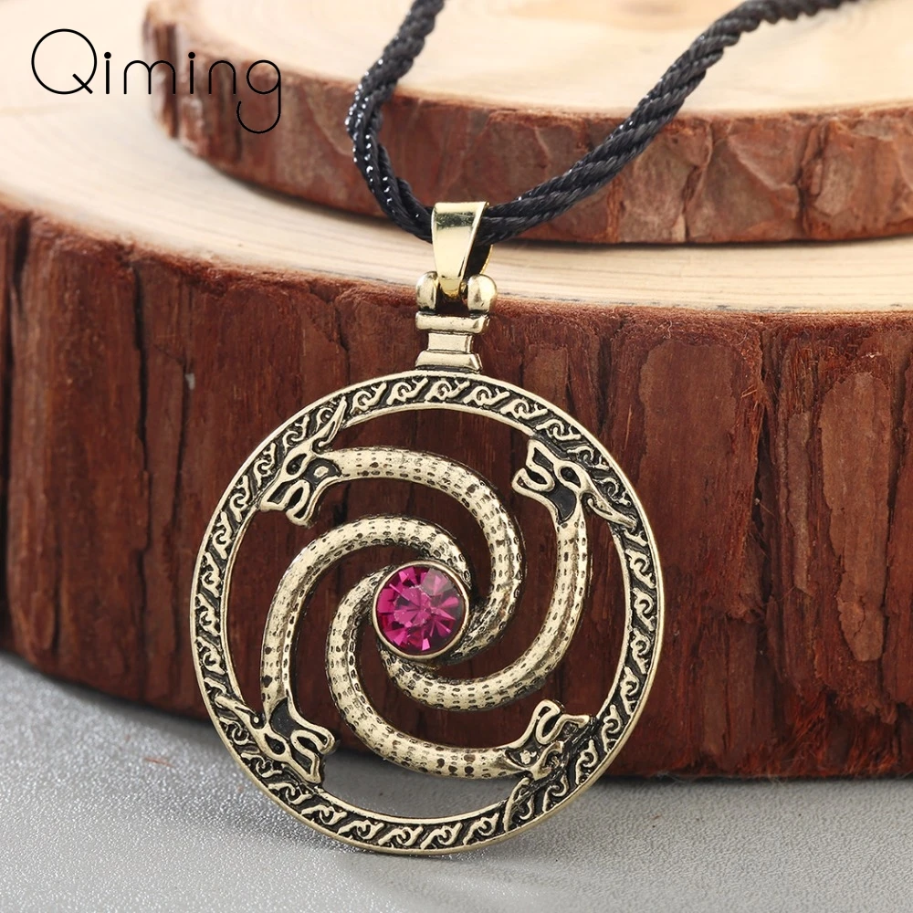 Ожерелье с золотым кристаллом дракона для женщин славянские Wolfs узлом талисмана