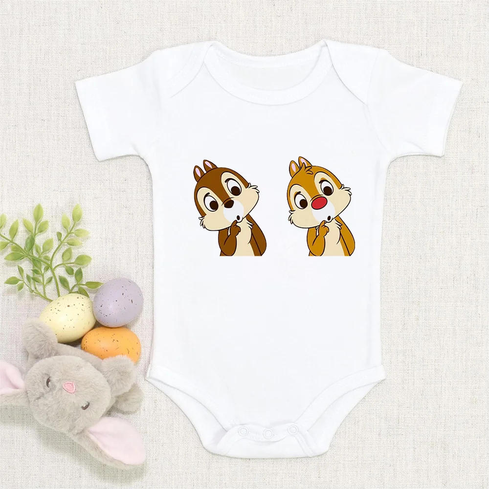 

Newborn Baby Clothes White Soft Comfortable Chip Dale Baby Boys Girls Rompers Infant Toddler Printed Comfortable Jumpsuits