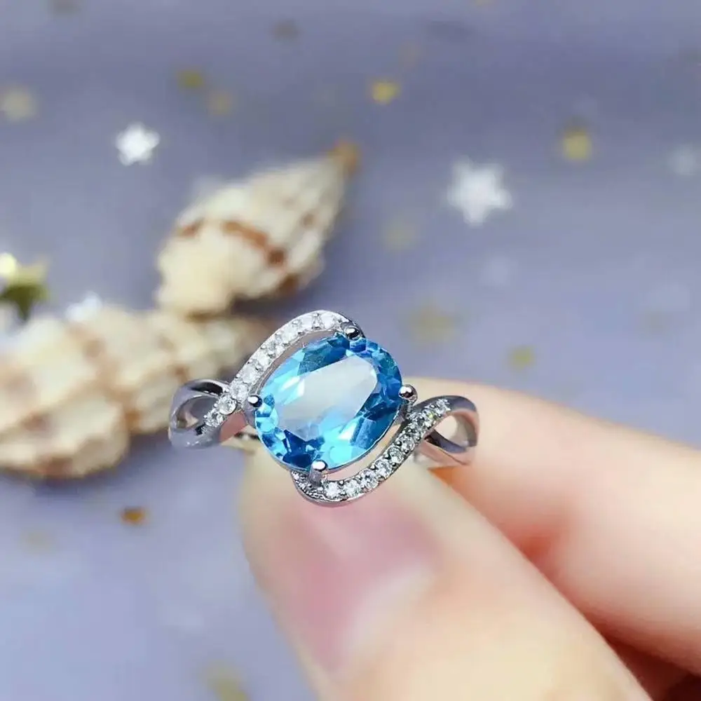 

shilovem 925 silver sterling rings real natural topaz open trendy fine Jewelry party wedding bands gift new 7*9mm wj07092217ag