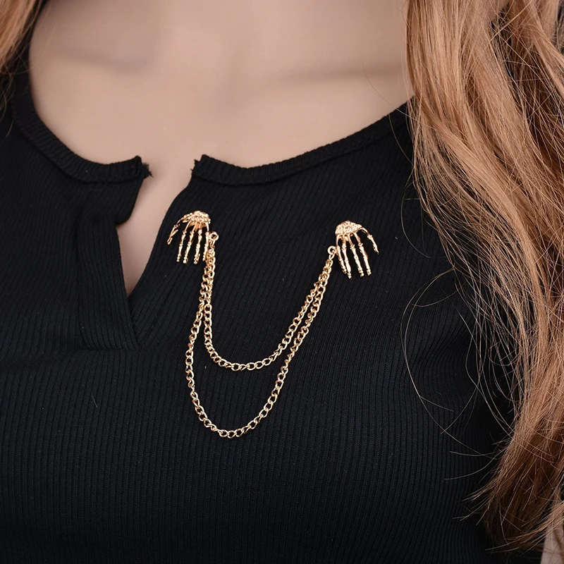 Ins кость руки скелета коготь черепа булавки и броши для лацкана заколка одежды