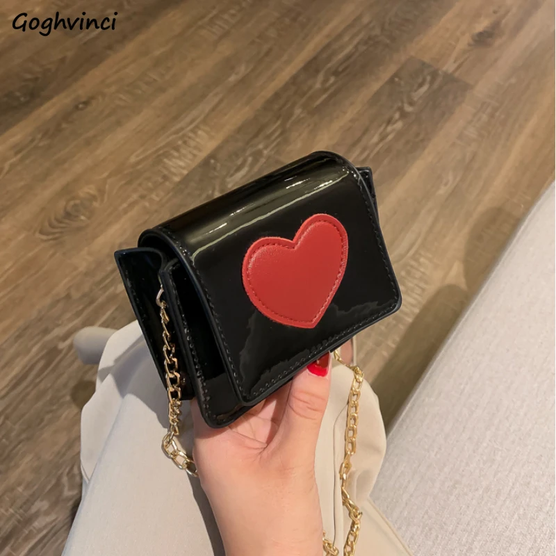 

PU Leather Mini Crossbody Bags Women Ins Chain Heart Pattern Casual All-match Spring New Fashion Chic Shopping Coin Purses Cute