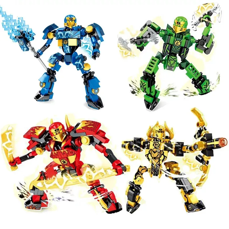 

Ninjagoes War Super Armor Robot Building Blocks KAI JAY ZANE Military Warrior Mecha Figures Weapon Bricks Toys For Children