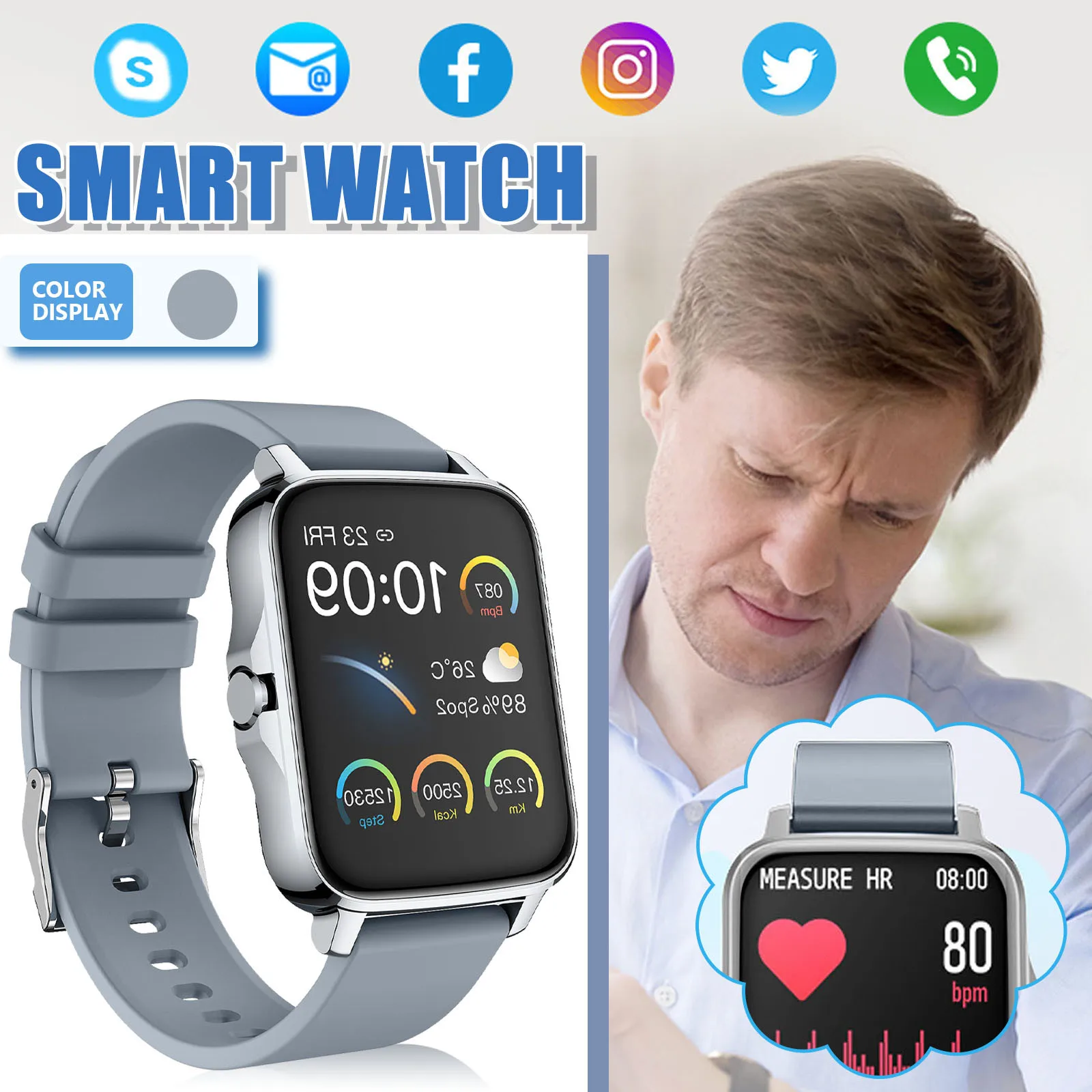 

P38 Smart Watch Wristband Band Bracelet Monitor Fitness Sport Smartwatches Multifunctional Heart Rate Monitoring Exercise Clock