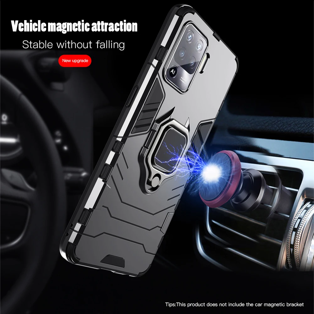 KEYSION Shockproof Case for OPPO A94 A74 A54 A73 A53 A72 A93 5G F19 Ring Stand Phone Cover for Realme Narzo 30 Pro 30A 20 Pro 10