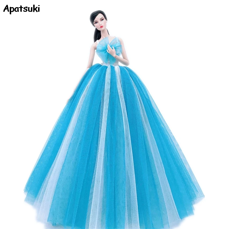 

Fashion White Blue Gradient Doll Clothes For Barbie Doll Outfits Wedding Dress For 1/6 Doll Accessories Gown Toys For Children
