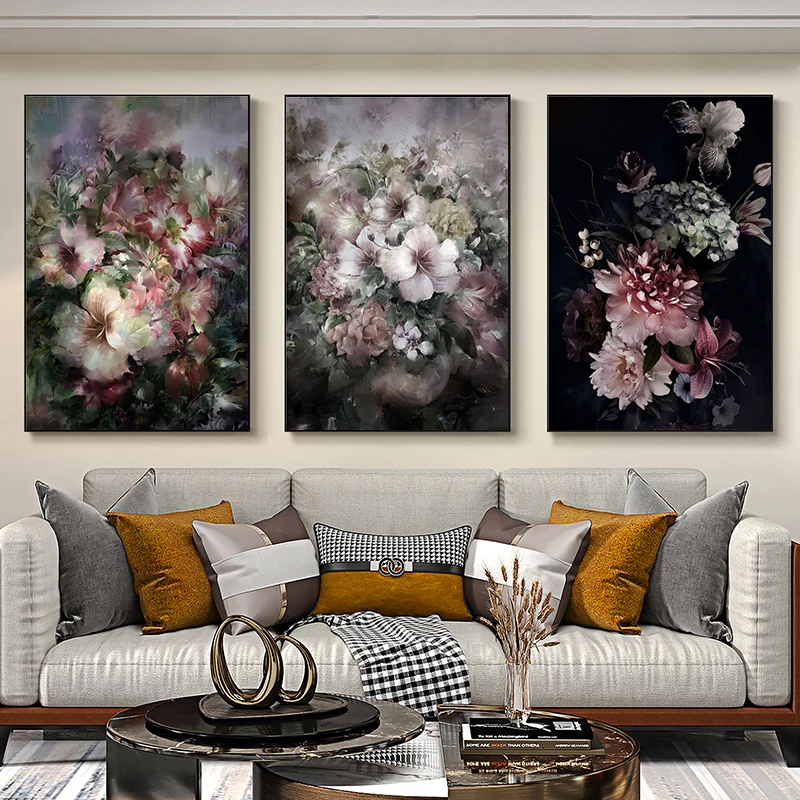 

Vintage Flower Home Decortaion Canvas Painting Posters and Prints Retro Wall Art Plant Pictures for Living Room Bedroom Decor