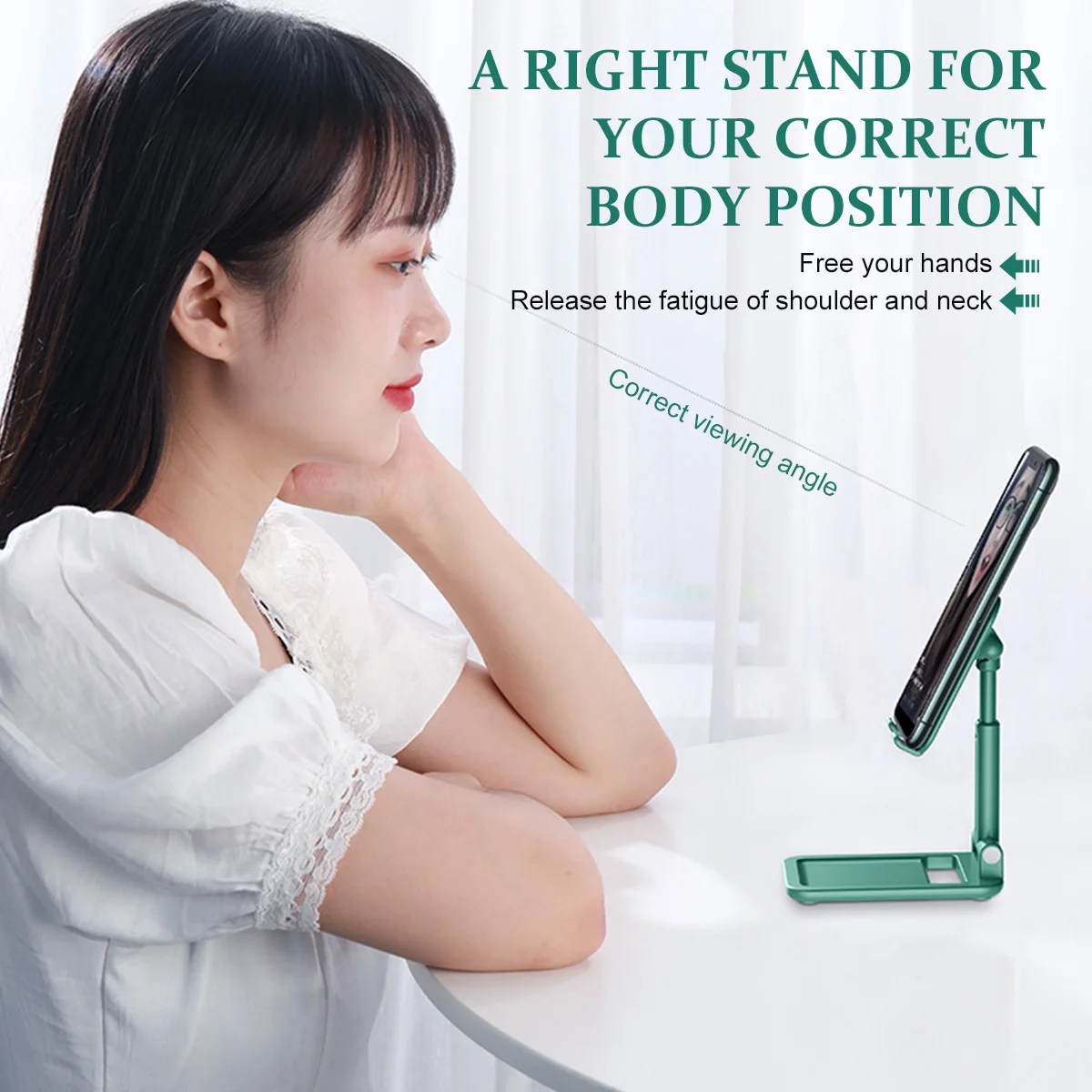 

ABS Retractable Folding Stand Desktop Folding Bracket Portable Phone Holder Angle Height Adjustment Suitable for 4~10 Inches