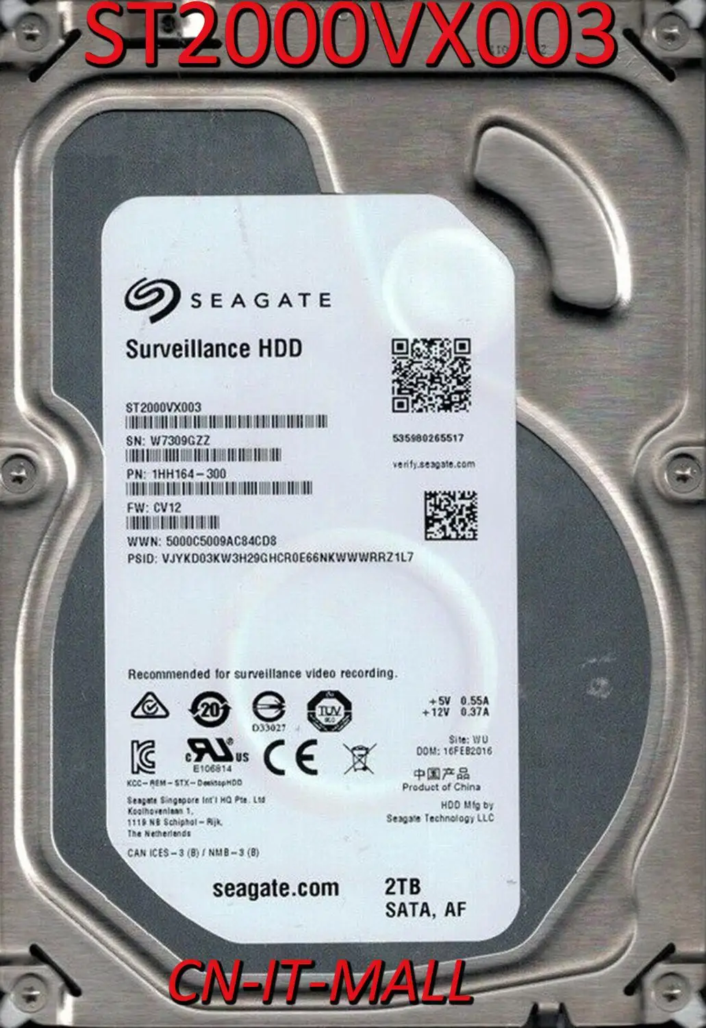 Seagate HDD для наблюдения ST2000VX003 ST2000VM003 2 ТБ 64 Мб Кэш SATA 6 0 ГБ/сек. 3 5 "Внутренний