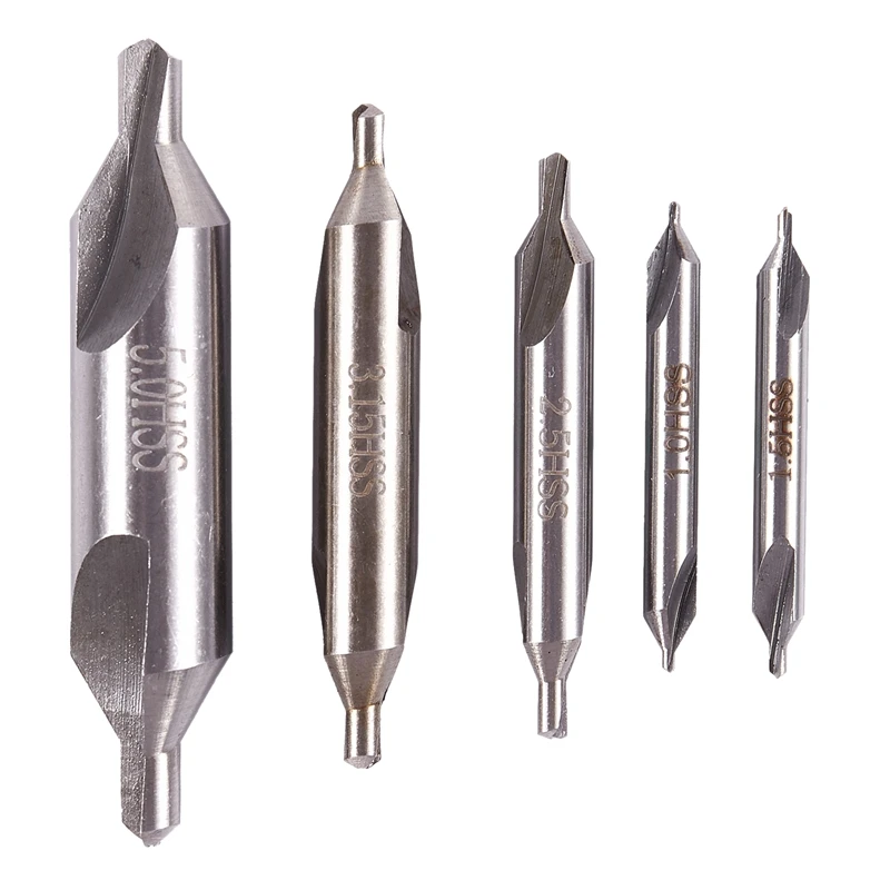 

5 X HSS Drill Bits Drills Combined Center Center Countersink Bit Tool 60Th Grade