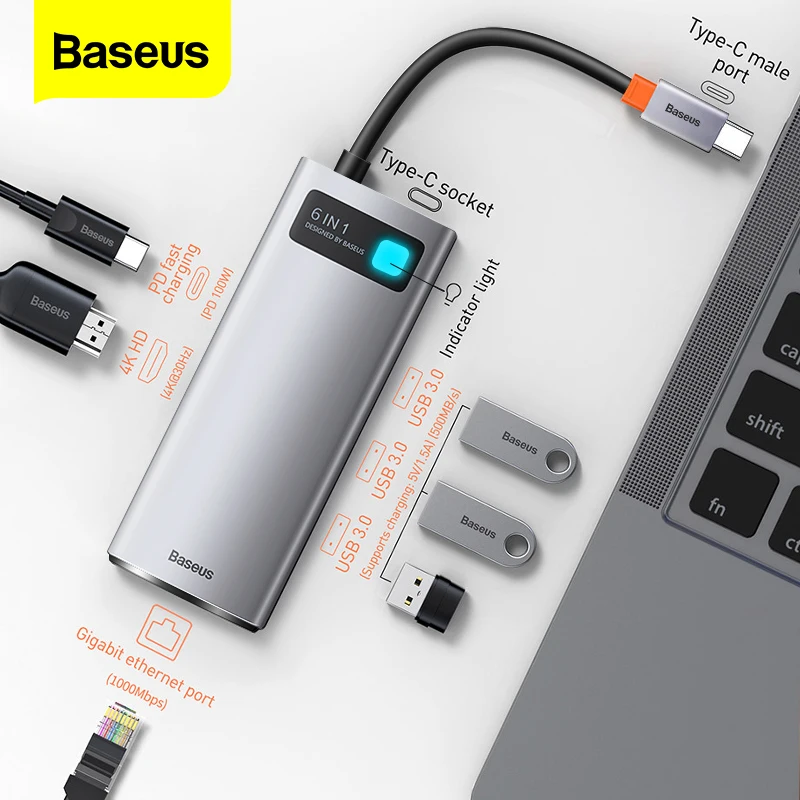 USB концентратор Baseus 3 0 Type C для Macbook Pro Air Surface 7|USB-хабы| |
