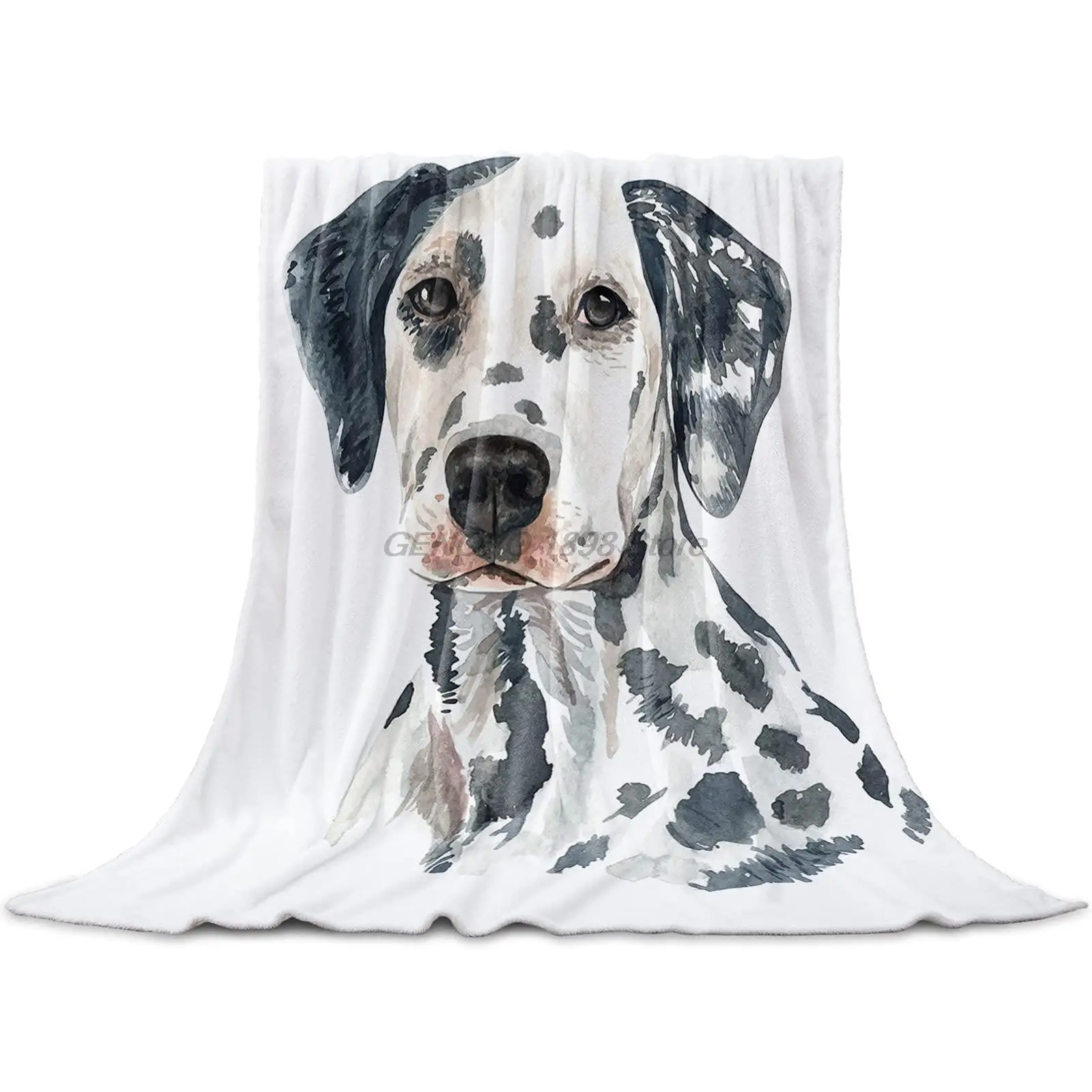 

Fleece Throw Blanket Full Size, Spotty Dog Animal Watercolor Pattern Lightweight Flannel Blankets for Couch Bed Living Room, Wa