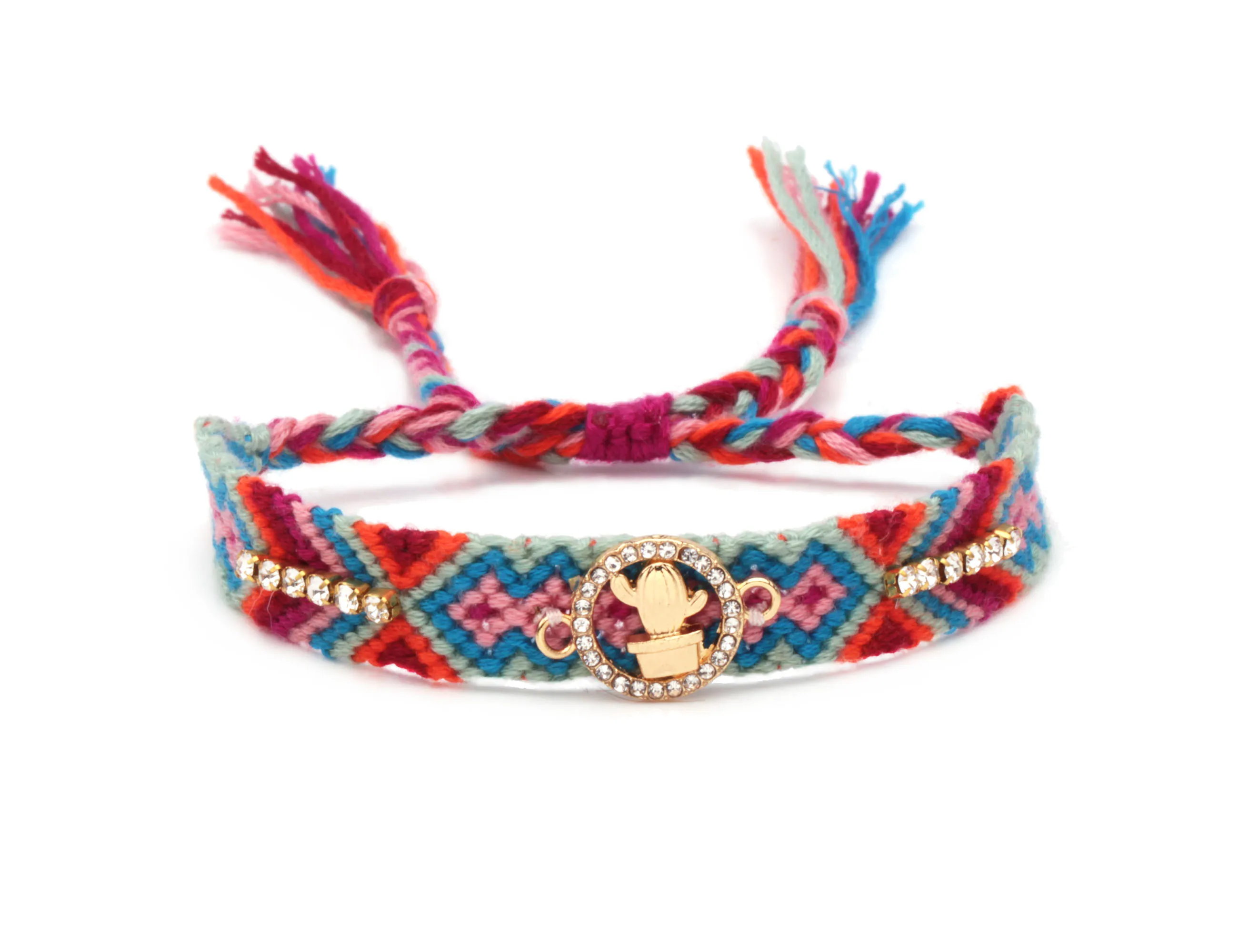 Boho Диаманте сглаза Круглый кактус очаровательный тканый браслет дружбы для