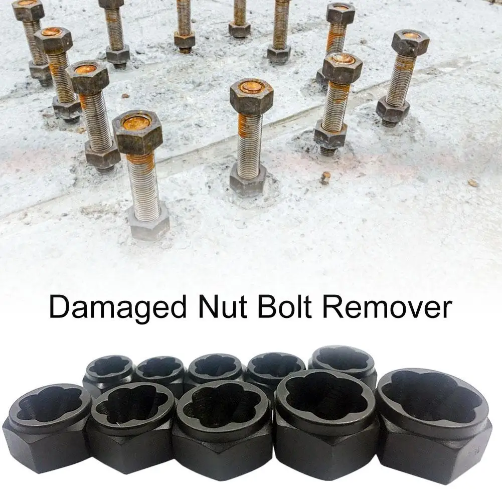 

10pcs/Set Damaged Bolts Nuts Screws Remover Extractor Removal Tools Set Threading Tool Kit Black Nuts