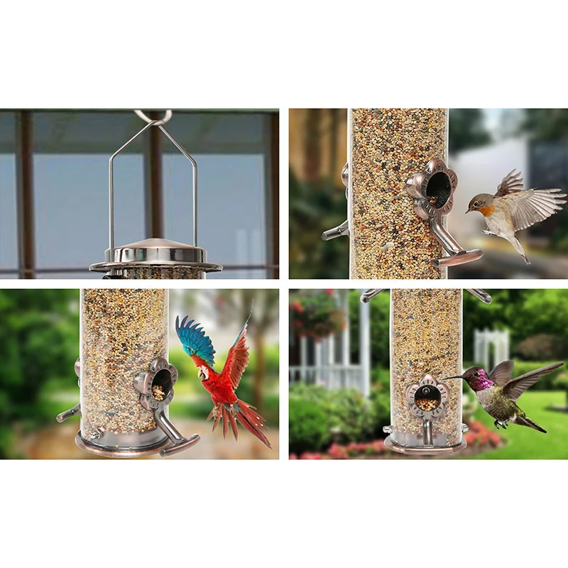 

PVC Tube Bird Feeder with 4 Stainless Steel Feeding Ports & Perch Waterproof & Shatterproof Hanging 1.5 Pounds Capacity HUG