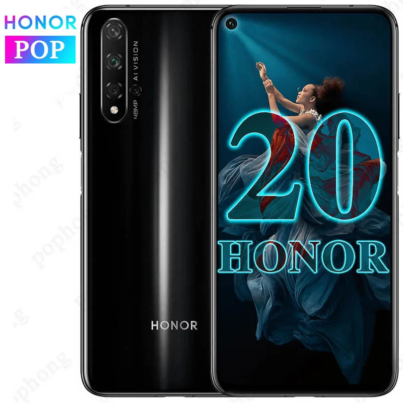 Мобильный телефон HONOR 20, 8 ГБ, 128 ГБ, 6,26 дюймов, Kirin 980, четыре ядра, Android 9,0, NFC, разблокировка лица, суперзарядка, Google play