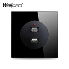 Wallpad L6 двойной 2 USB-порта для зарядки, настенная розетка 2,1 А, черная стеклянная панель