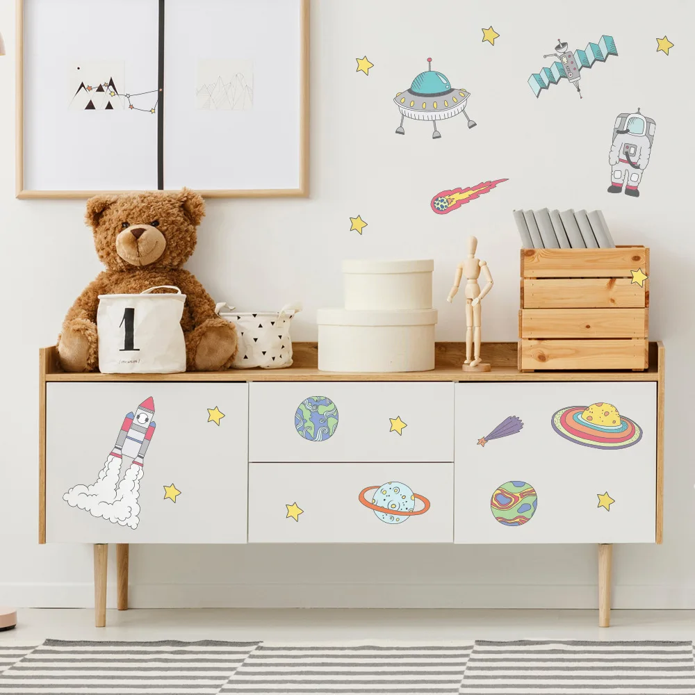 Наклейка на стену Funlife с космонавтом из мультфильма космонавт прозрачный ПВХ