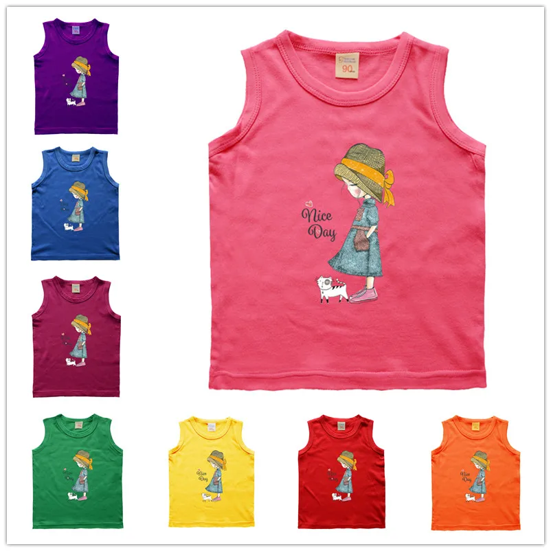 Summer Cartoon Harajuku Princess Print Baby Girls sleeveless T Shirt Funny Casual Clothes multiple colour Children Tshirt Tops | Детская