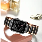 Ремешок керамический из нержавеющей стали для Apple Watch Band 40 мм 44 мм 41 мм 45 мм Series 7654, браслет для iWatch 3, 38 мм 42 мм