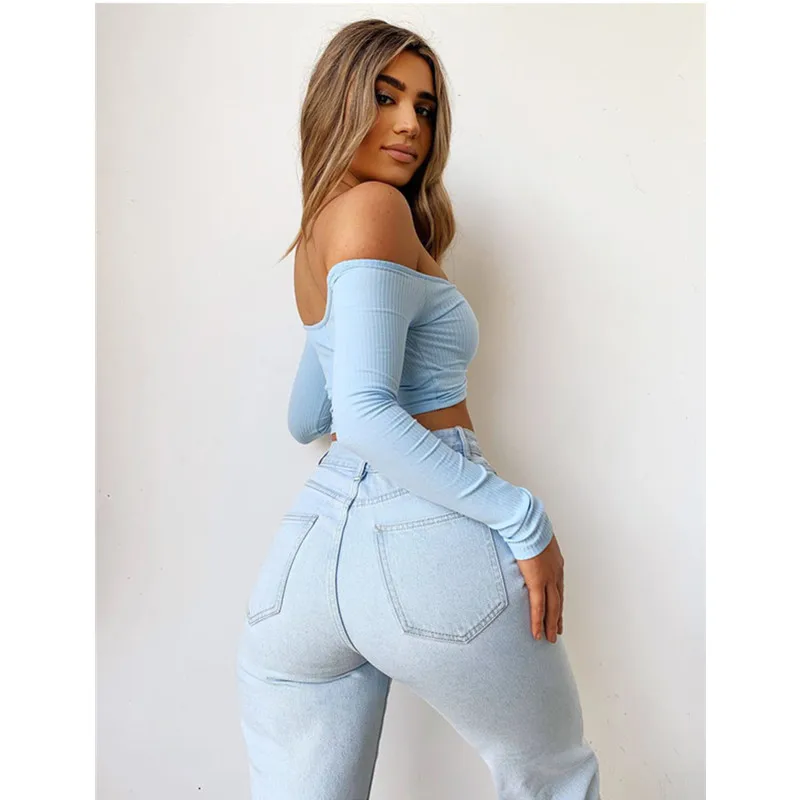 Блузка женская с открытыми плечами элегантная рубашка длинным рукавом и