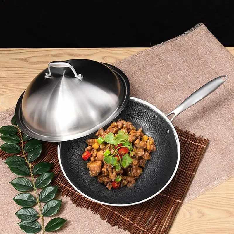 

No Oil Smoke Non - Stick Pan Flat Bottom Home Cooking Pot 304 Three - Layer Stainless Steel Gas Cooker Universal Non - Stick Pan