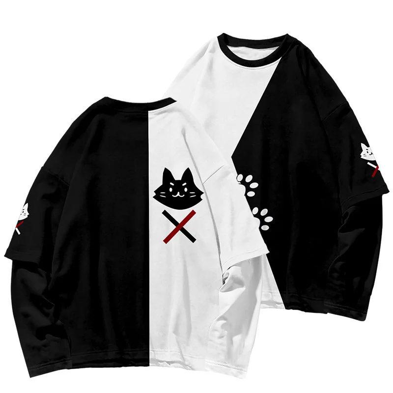 

Футболка Harajuku VTuber Ookami Mio с 3D-принтом, Мужская/Женская Осенняя модная футболка с длинным рукавом и имитацией двух частей, футболка для косплея Hololive