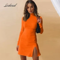 sexy long sleeve white side split bodycon dress women 2021 fall clothes winter club party mini dresses for women robe femme