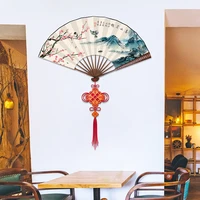 creative retro fan wall stickers ink painting chinese style home office decor living room study home decor posters vinyl murals