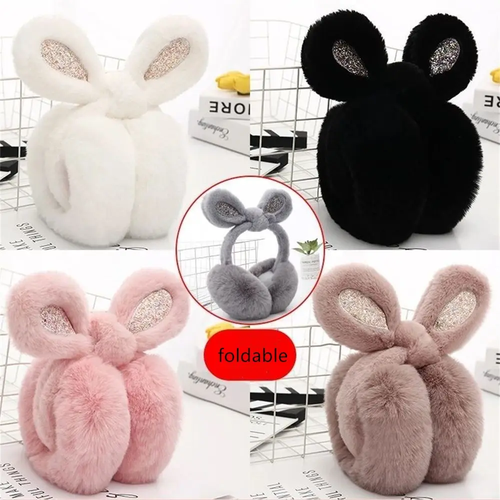 

Детские плюшевые теплые наушники для женщин, наушники с милыми кроличьими ушами