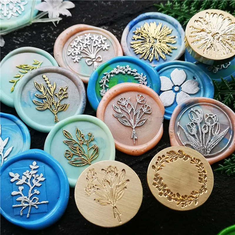 Plant Seal Flower Leaf wreath Seal Wax Seal Stamp Retro Antique Sealing Wax Scrapbooking Stamps HEAD Wedding sealing wax stamps