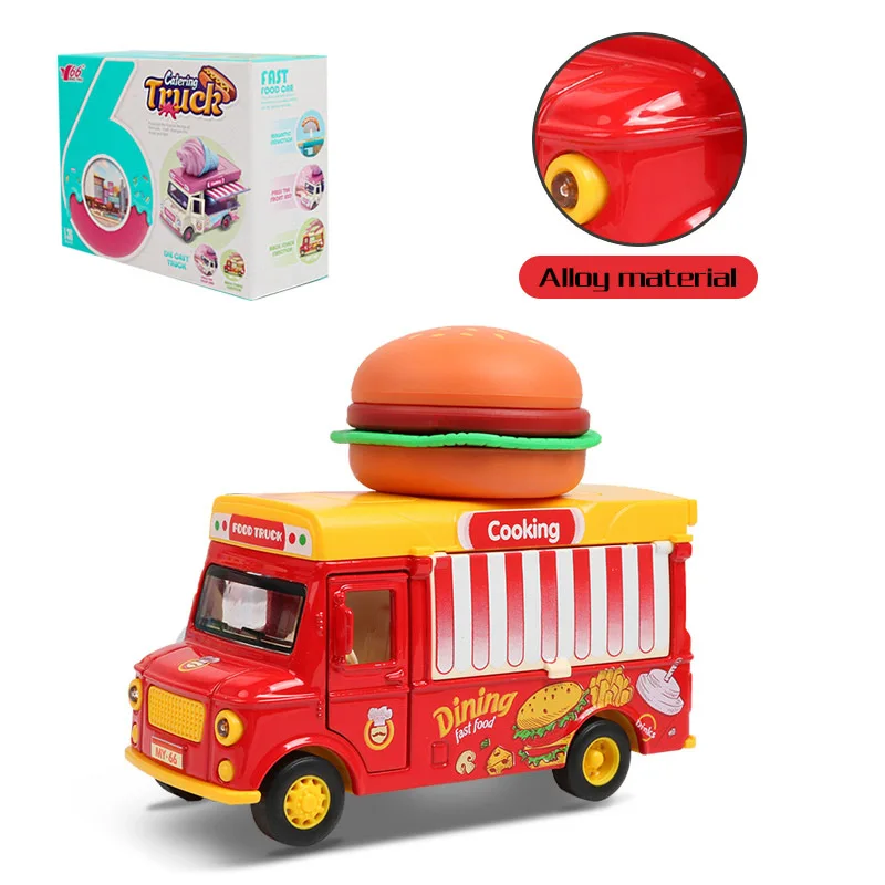A06 1:36 сплав автомобильный прицеп литой под давлением модель игрушки Звук Свет коллекция Brinquedos Быстрый продовольственный автомобиль игрушки для детей подарок для детей - Цвет: A06
