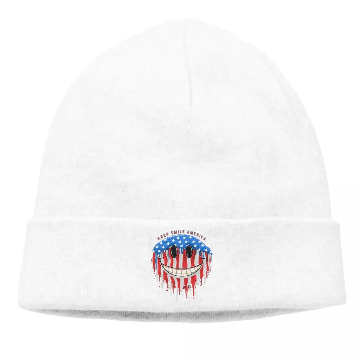 

Skullies Beanies Caps America Usa Flag Smile Emoticon Artwork Knitting Winter Warm Bonnet Hats Hip Hop Ski Cap