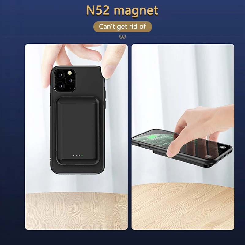 

Magnetic Wireless Charging Powerbank 5000mAh Power Bank for iPhone 11 12 pro Max XS XR 8 Ultra-thin External Battery Power bank