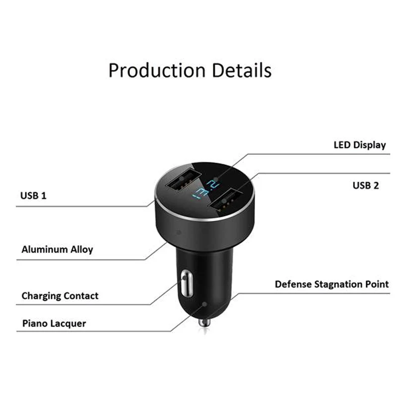 QC3.0 двойное автомобильное зарядное устройство USB Тип C плетеный кабель Быстрая