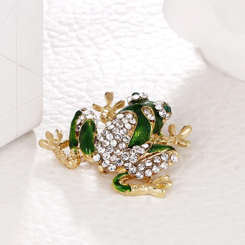 Rhinestone Green Frog Brooch Unisex Cute Animal Pin Women Men Dress Coat Accessories Gold | Украшения и аксессуары