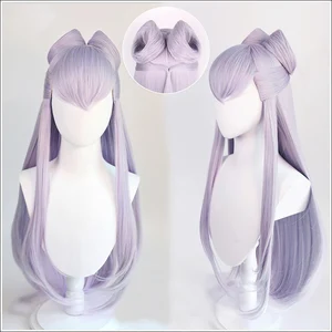 Парик для косплея Эвелинн из Игры кДа, длинные фиолетовые волосы для косплея LOL KDA с булочками, термостойкие синтетические волосы с шапочкой